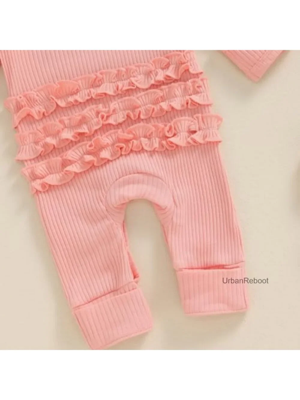 Newborn Girl Long Sleeve Letter Romper Ribbed Knit Jumpsuit Coming Home Outfit